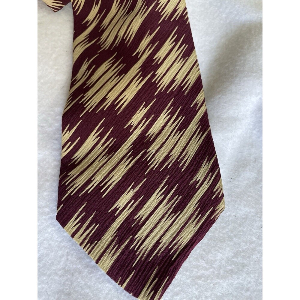 Giorgio Armani Tie Pure Silk  Burgundy Gold Tan Abstract